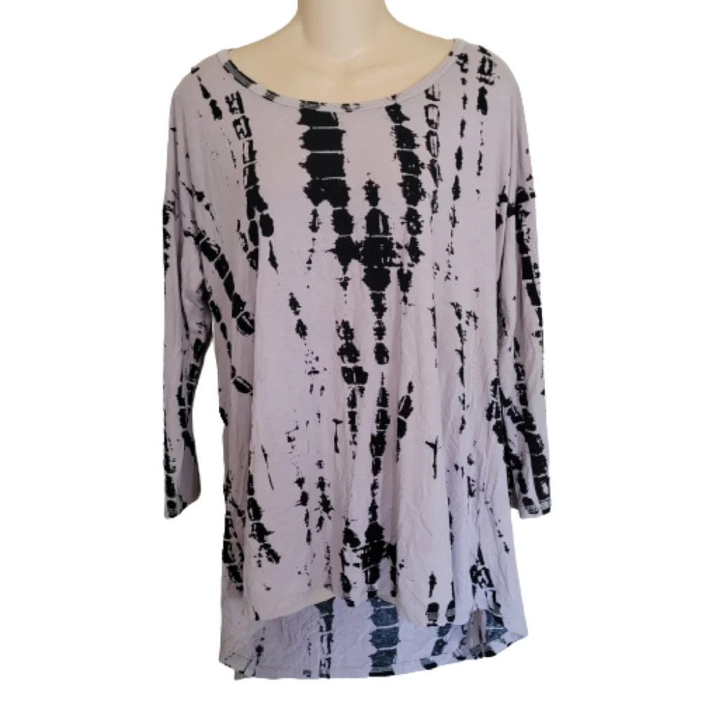 B.L.E.U Tie Dye 3/4 Sleeve Scoop Neck Hi Low Tunic Top Size Women's Medium